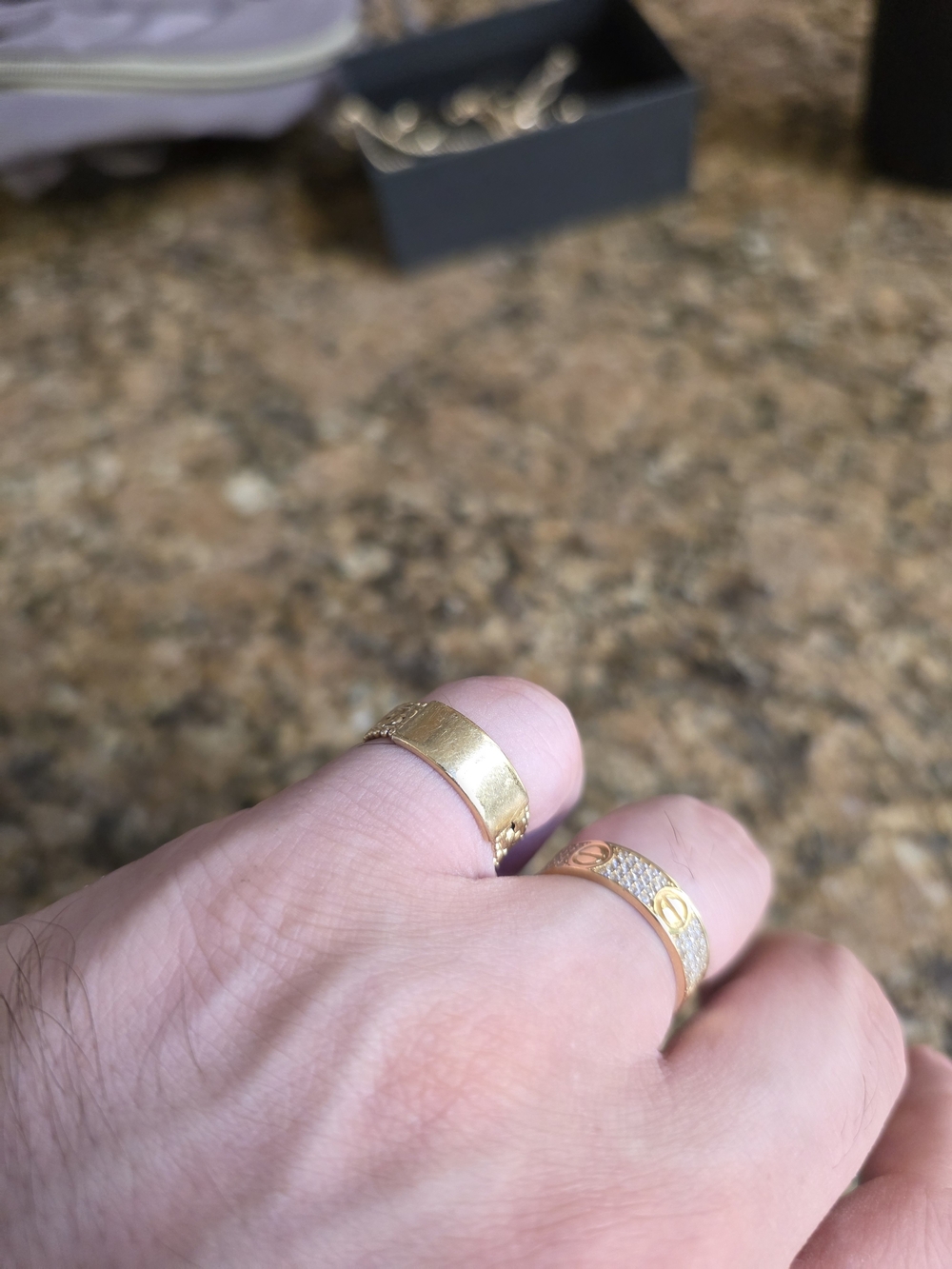 14k Solid Gold Beaded Edge Band Ring - Picture 9 of 13